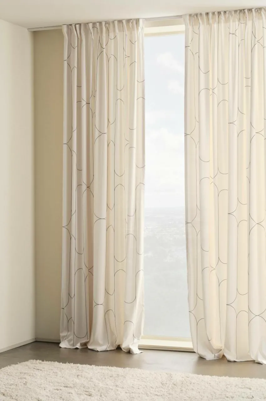 Multifunktionsgardiner|Jotex AIDA Multifunktionsgardin 2-pack Beige/svart