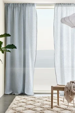 Linnegardiner|Multifunktionsgardiner|Jotex ALINA Linnegardin 2-pack Blå/naturvit