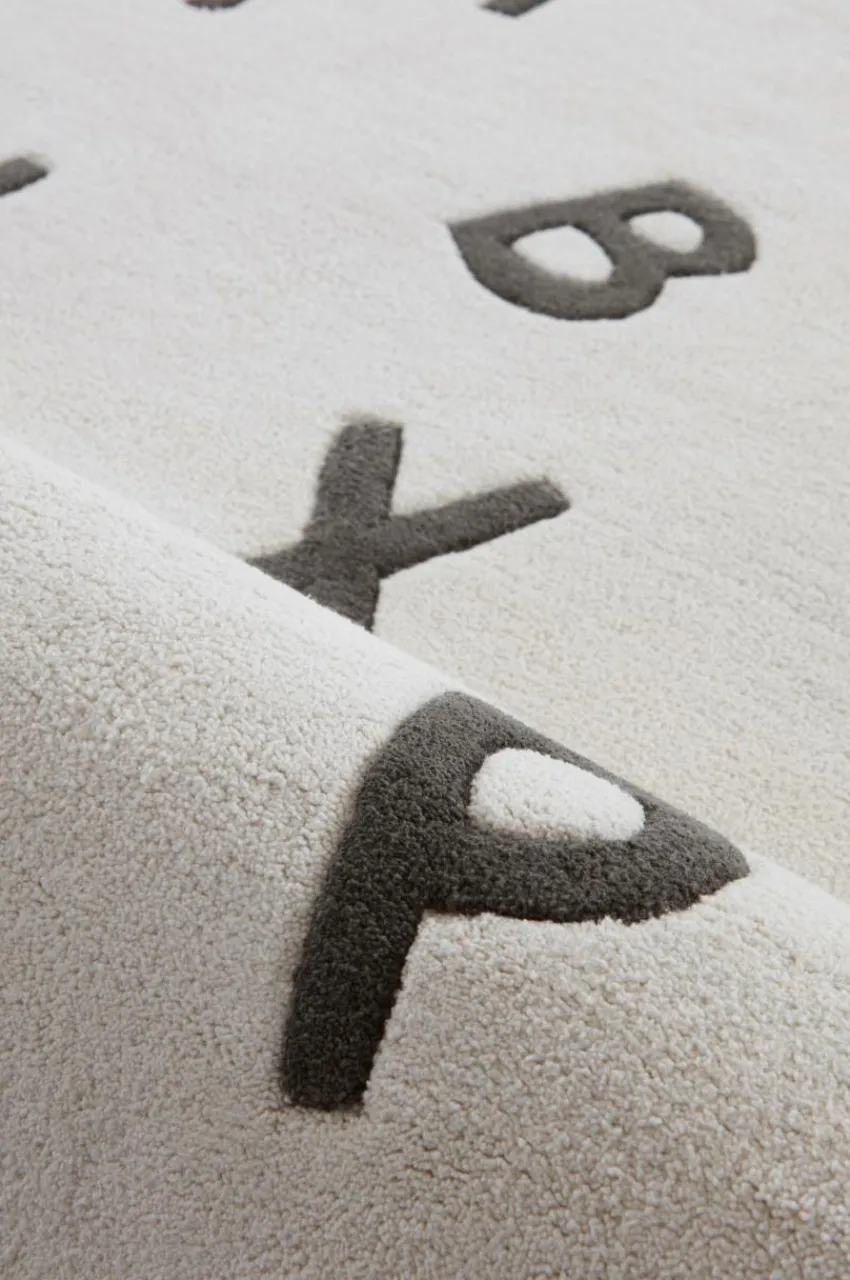 Barnmattor|Barnmattor|Jotex ALPHA Bomullsmatta 160x230 Cm - Ekologisk Naturvit/svart