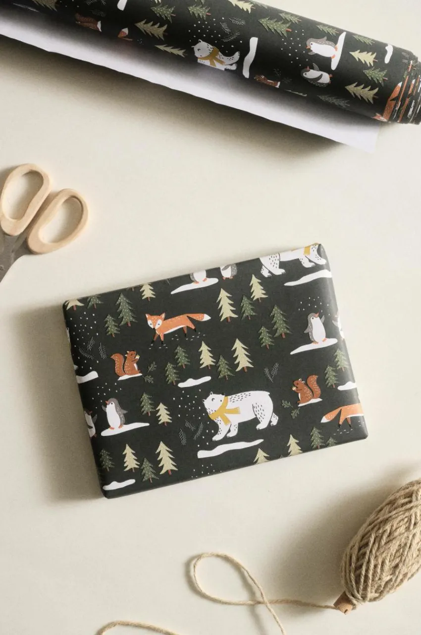 Presentpapper & Snöre|Juldekoration|Jotex ANIMAL FOREST Presentpapper - Längd 10 Meter Multi