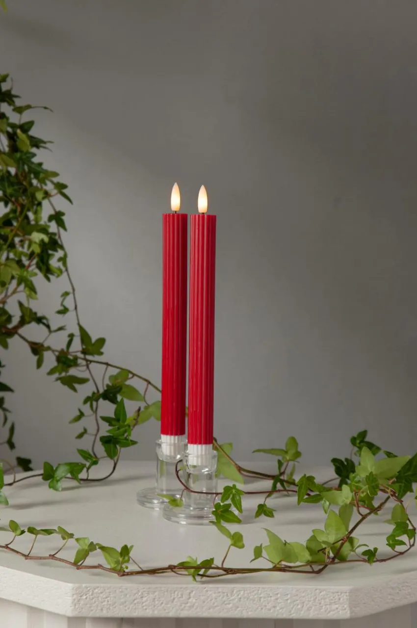 Julbelysning|Ljus|Jotex Antikljus LED Flamme Stripe 2-pack Röd