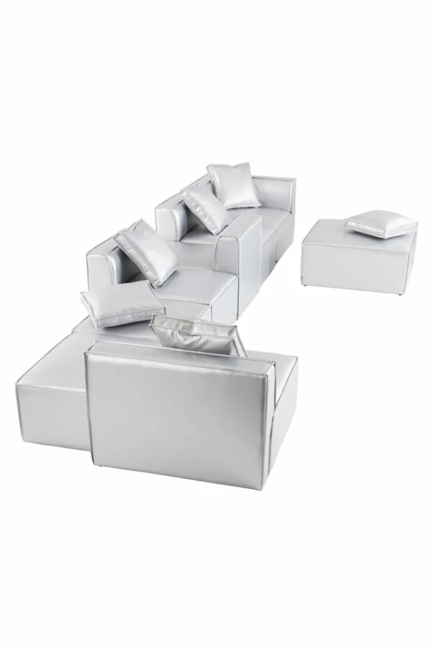 Soffor|Jotex BALTIMORE Soffmodul - Sittpuff 90x90 Cm Silver