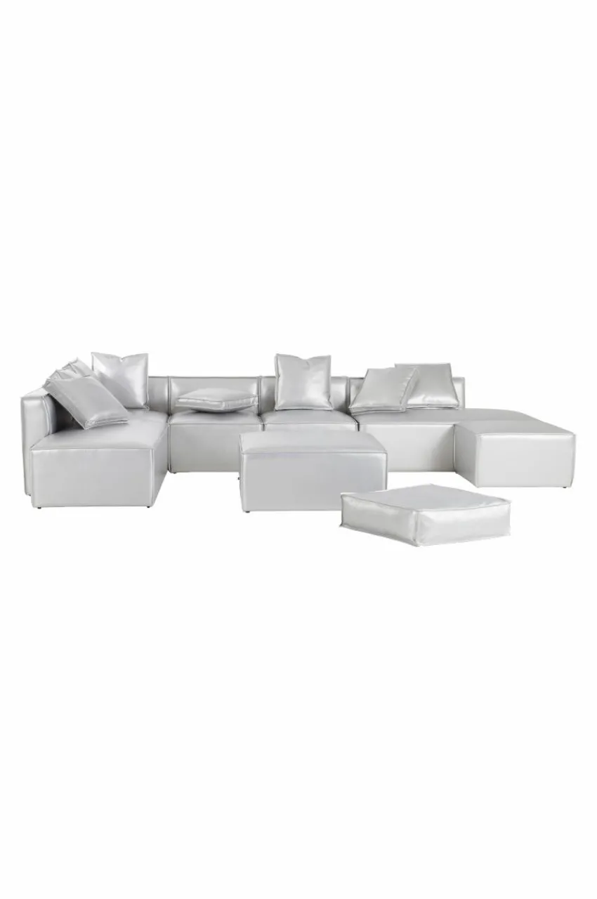 Soffor|Jotex BALTIMORE Soffmodul - Stor Med Rygg Vänster + 2 Kuddar Silver