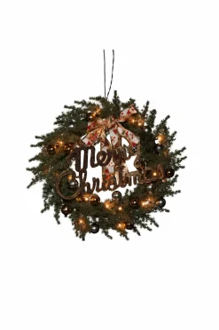 Utebelysning|Utebelysning|Jotex Batteridriven Grankrans 25 LED ⌀ 40 Cm Grön