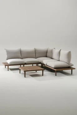 Utesoffor & Utebänkar|Utemöbler|Jotex BELMONT Soffmodul Höger Teak/Beige
