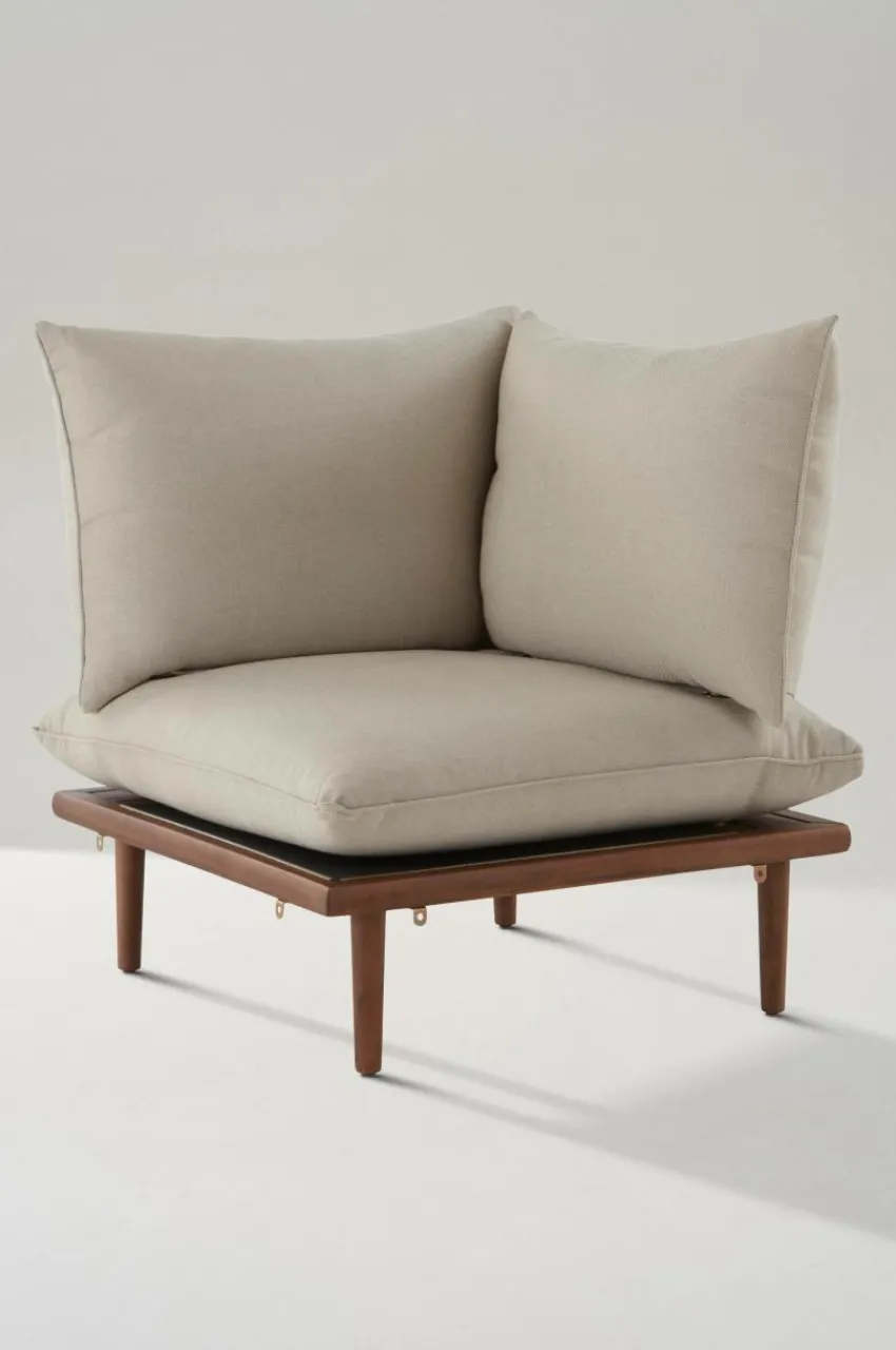 Utesoffor & Utebänkar|Utemöbler|Jotex BELMONT Soffmodul Med Ett Hörn Teak/Beige