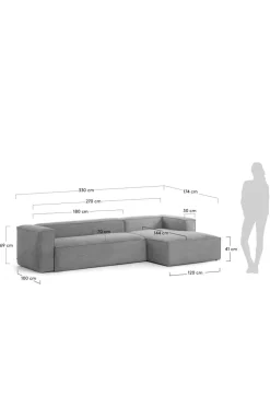 Soffor|Jotex BLOK Soffa 3-sits - Divan Höger Mörk grå