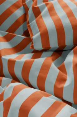 Barnsängkläder|Jotex BOEL BABY Påslakanset Vagn/vagga - Ekologisk Orange/ljusblå