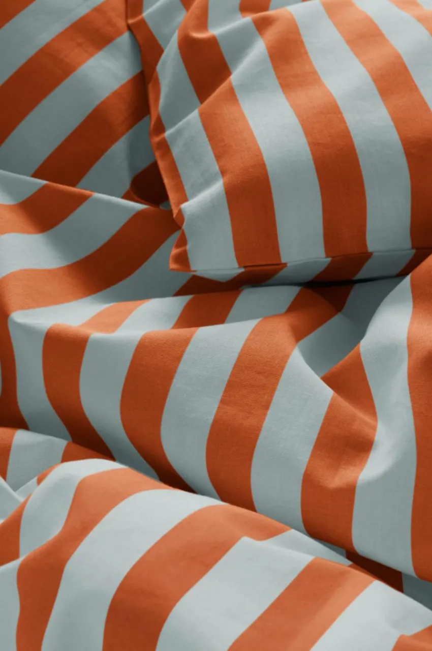 Barnsängkläder|Jotex BOEL BABY Påslakanset Vagn/vagga - Ekologisk Orange/ljusblå