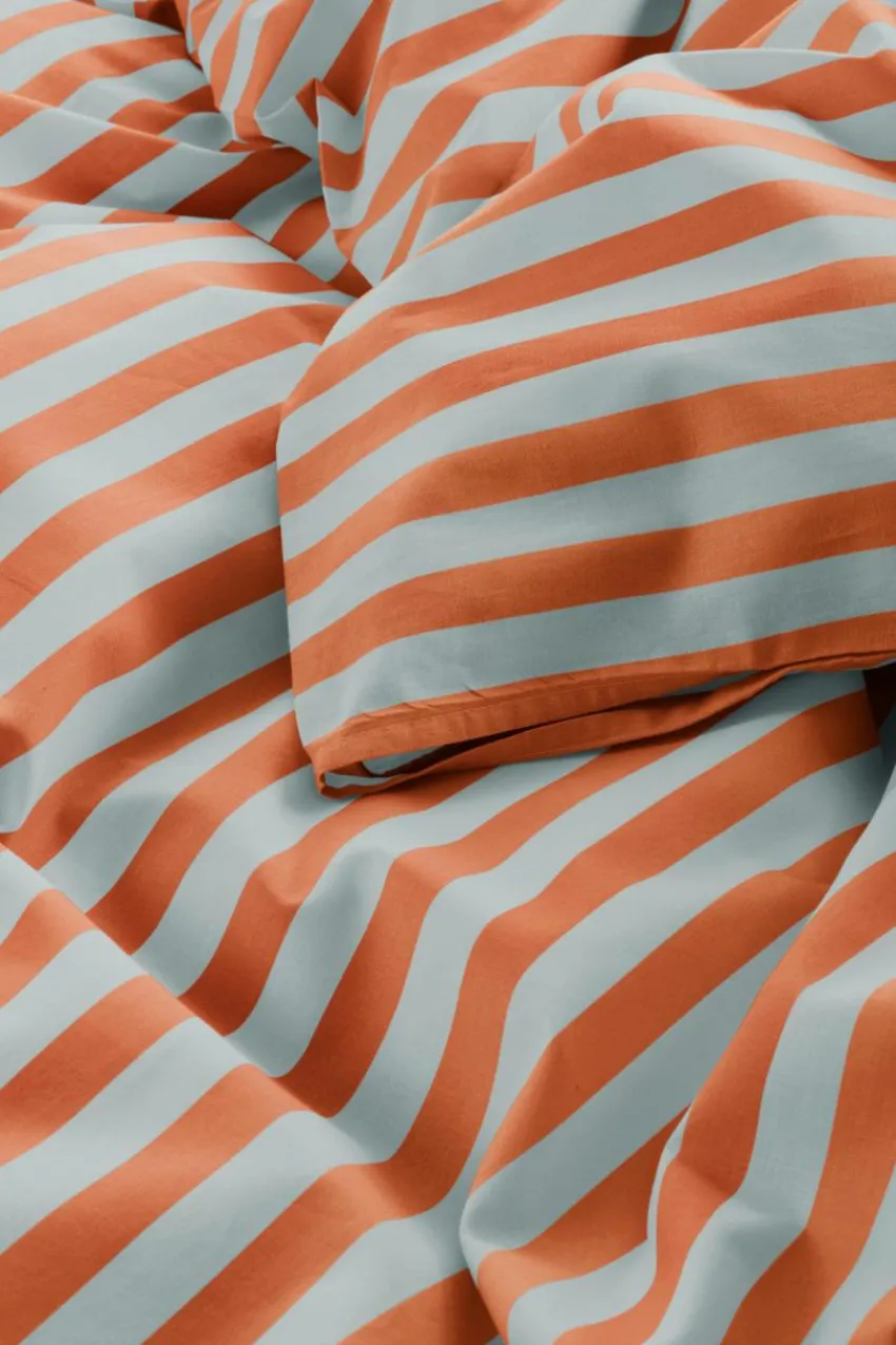 Påslakanset|Jotex BOEL Påslakanset Enkelsäng - Ekologisk Orange/ljusblå