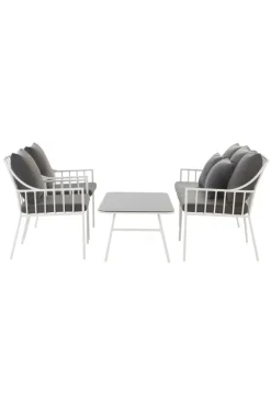 Loungemöbler|Utemöbler|Jotex BOLONIA Loungemöbel - 4 Delar Vit/mörkgrå dyna