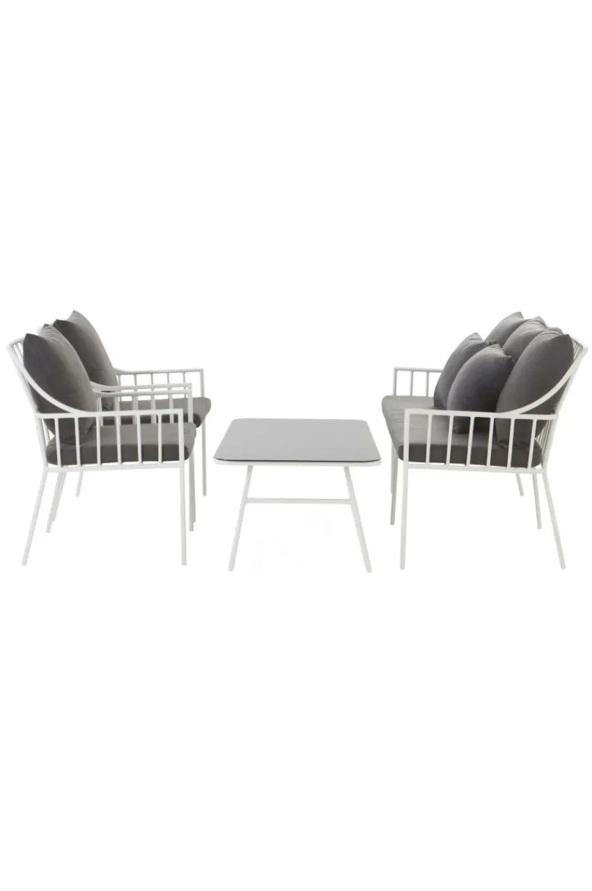 Loungemöbler|Utemöbler|Jotex BOLONIA Loungemöbel - 4 Delar Vit/mörkgrå dyna