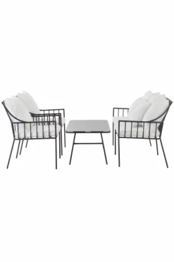 Loungemöbler|Utemöbler|Jotex BOLONIA Loungemöbel - 4 Delar Marinblå/vit dyna