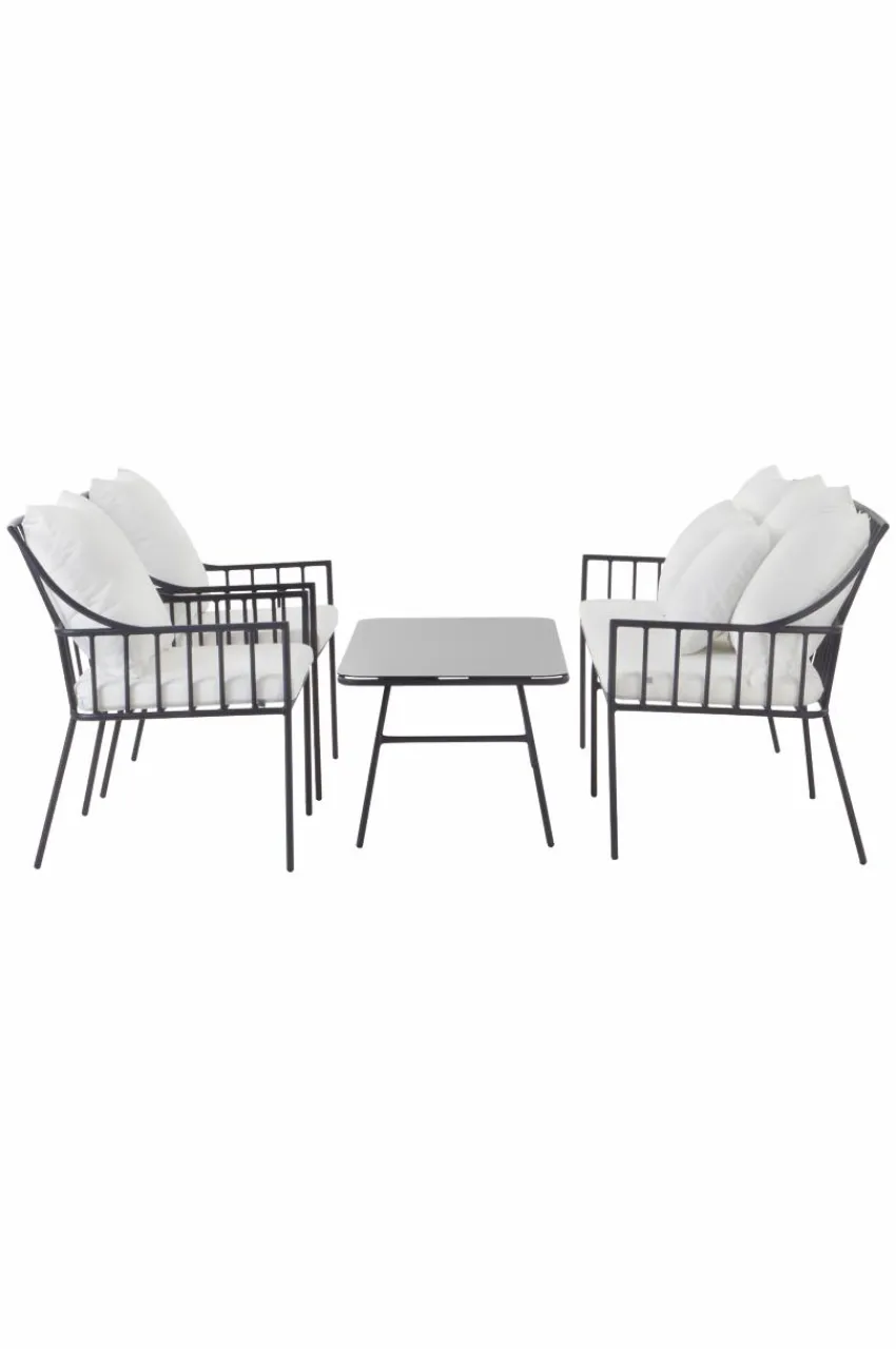 Loungemöbler|Utemöbler|Jotex BOLONIA Loungemöbel - 4 Delar Marinblå/vit dyna