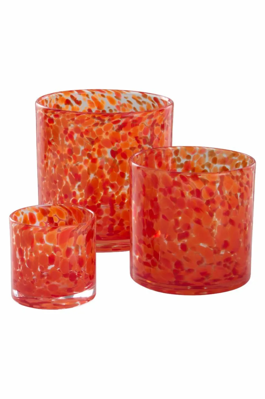Ljuslyktor|Jotex BOSTON Ljuslykta Höjd 16 Cm Röd/orange