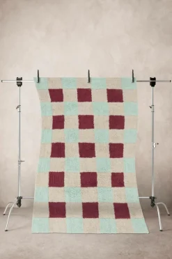 Bomulls- & Trasmattor|Jotex BURDIS Bomullsmatta 170x240 Cm Naturvit/röd/mint