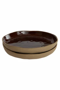 Tallrikar|Jotex CARA Assiett 2-pack ø 22 Cm Mörkbrun/beige
