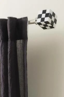 Gardinstänger|Jotex CHECK Gardinstång 149-196 Cm Silver/svart/vit