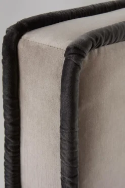 Sänggavlar|Jotex CLIFTON Sänggavel 180 Cm Greige/mörkgrå piping