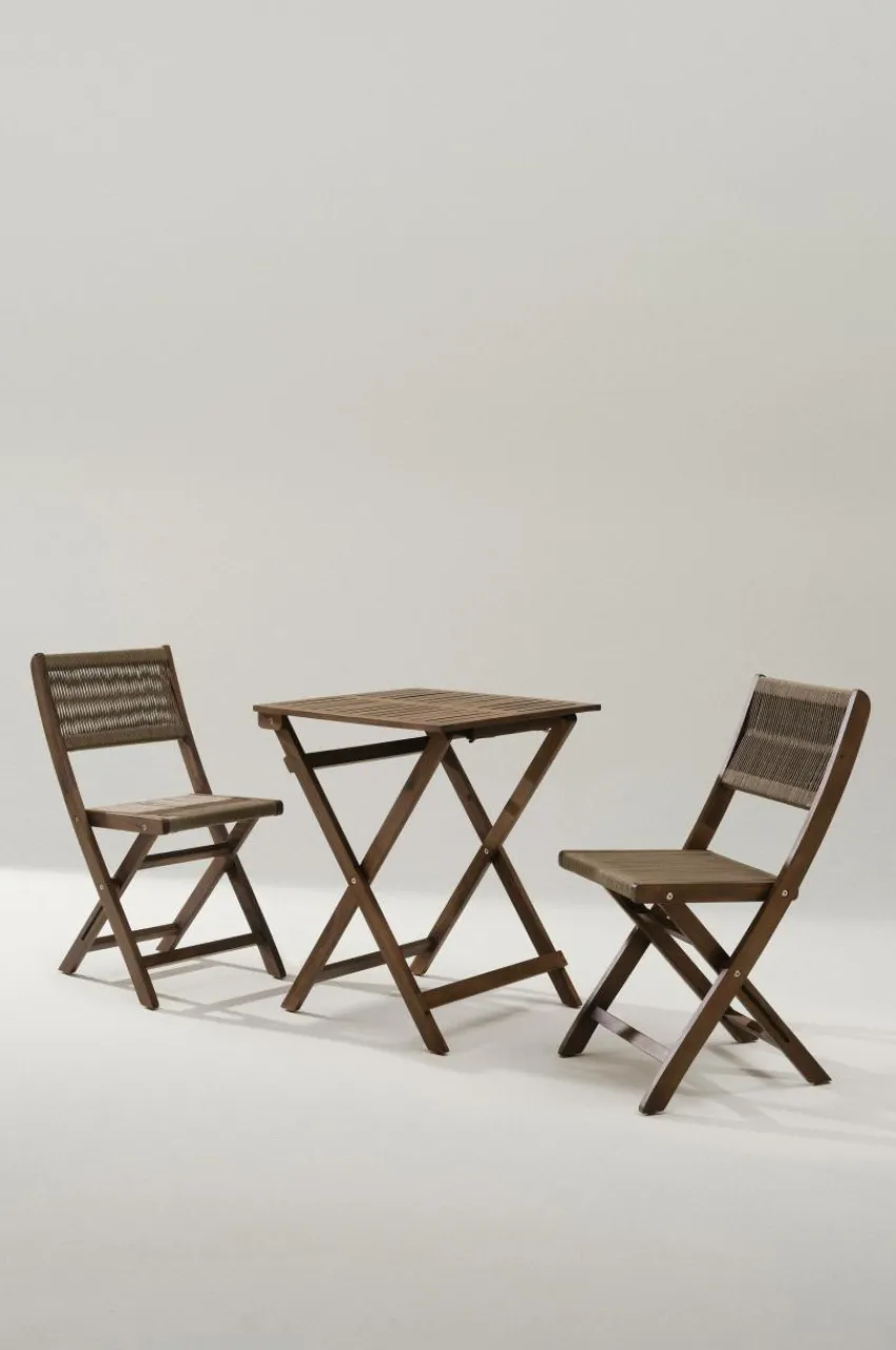 Utebord|Utemöbler|Jotex CORAL Caféset 3 Delar Teak/Brun