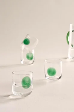 Glas|Jotex DART Glas 4-pack Transparent/grön