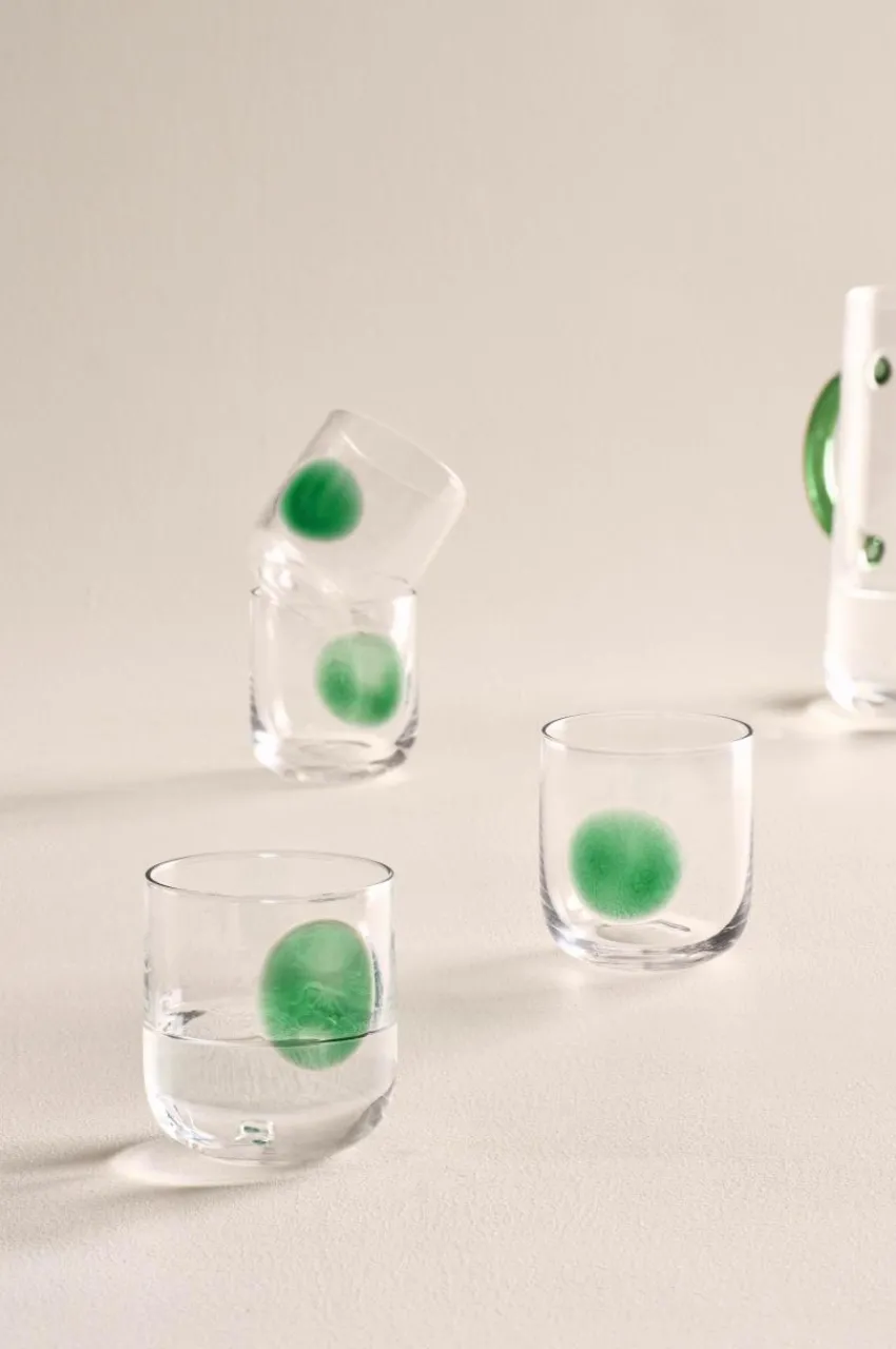 Glas|Jotex DART Glas 4-pack Transparent/grön