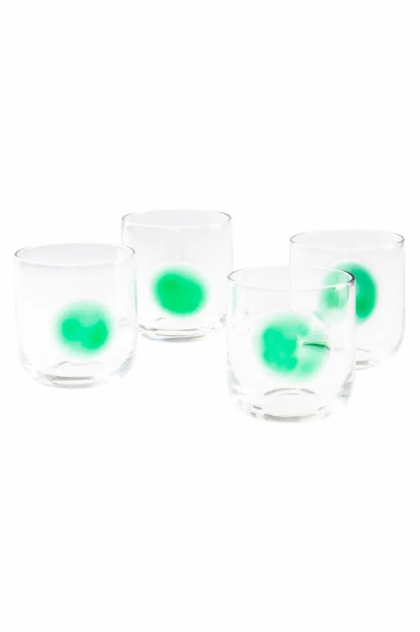 Glas|Jotex DART Glas 4-pack Transparent/grön