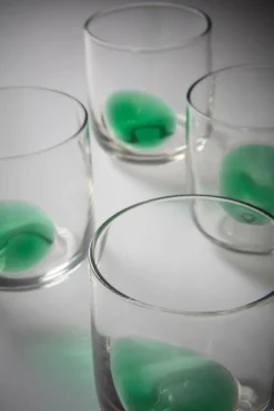 Glas|Jotex DART Glas 4-pack Transparent/grön