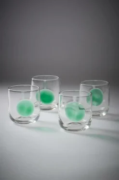 Glas|Jotex DART Glas 4-pack Transparent/grön