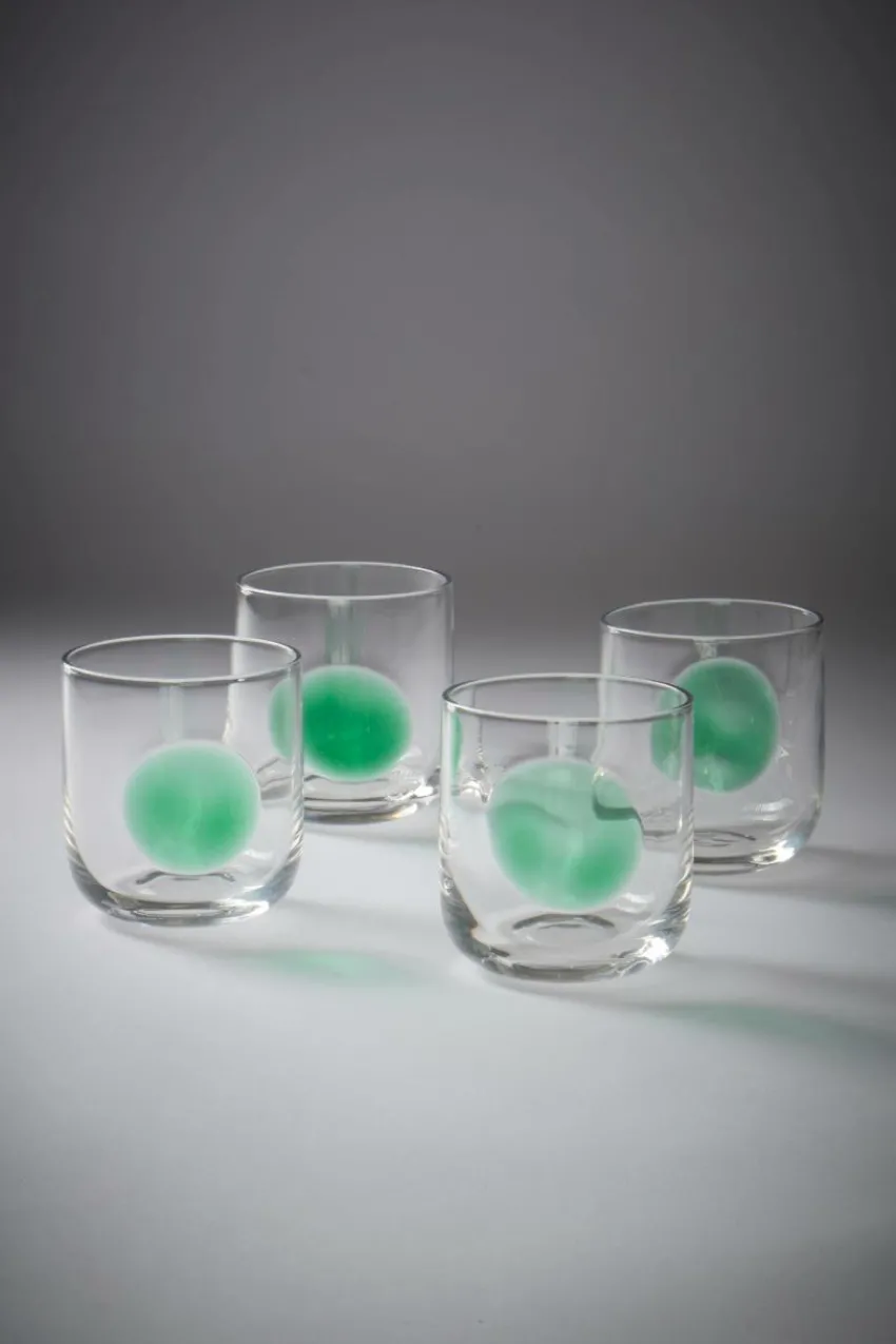 Glas|Jotex DART Glas 4-pack Transparent/grön