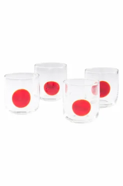 Glas|Jotex DART Glas 4-pack Transparent/vinröd