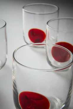 Glas|Jotex DART Glas 4-pack Transparent/vinröd