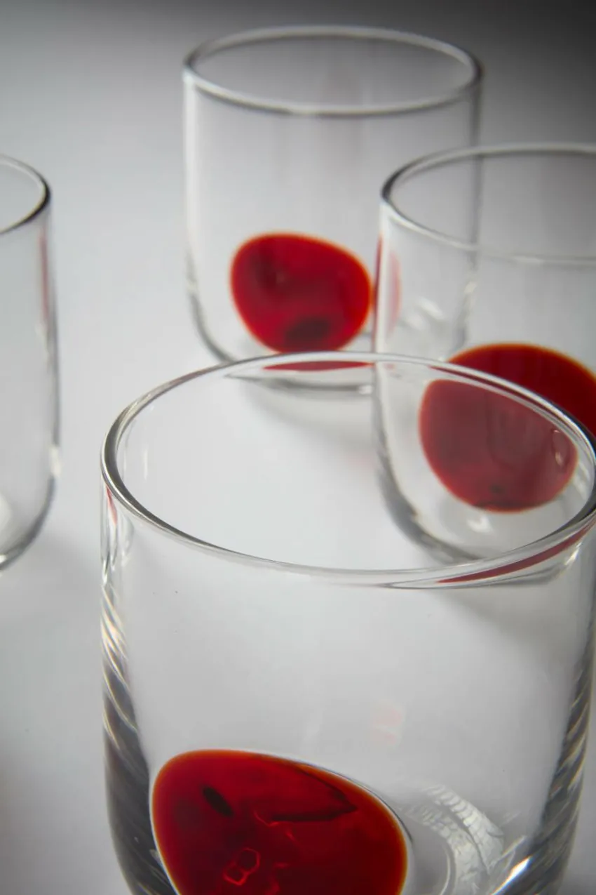 Glas|Jotex DART Glas 4-pack Transparent/vinröd