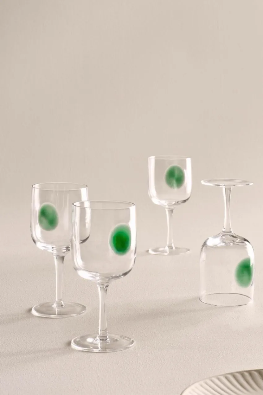 Glas|Jotex DART Vinglas 4-pack Transparent/grön
