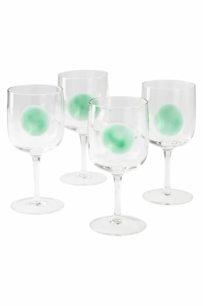 Glas|Jotex DART Vinglas 4-pack Transparent/grön