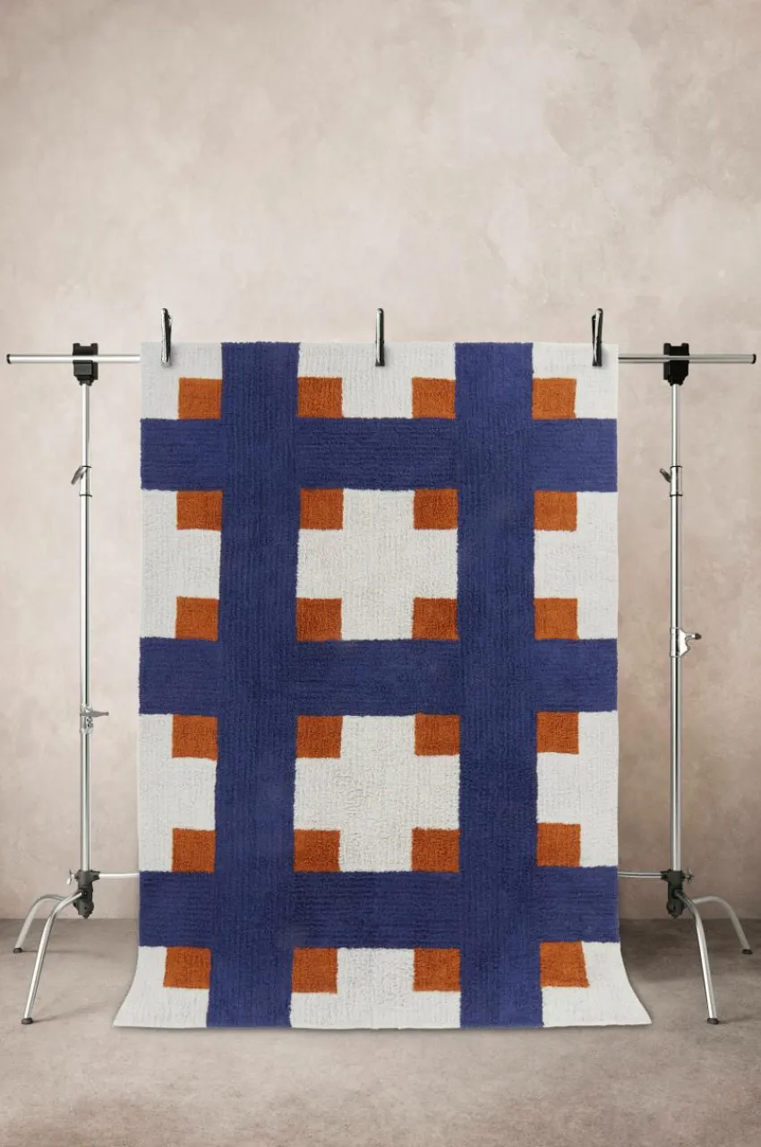 Bomulls- & Trasmattor|Jotex DELPHI Bomullsmatta Kobolt/curry/naturvit