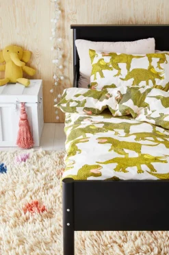 Barnsängkläder|Jotex DINO BABY Påslakanset Vagn/vagga - Ekologisk Rosa/gul