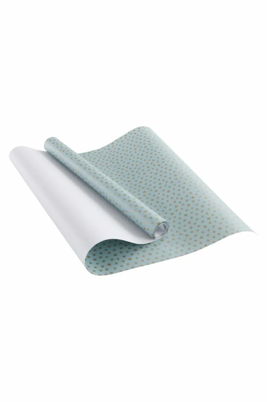 Presentpapper & Snöre|Juldekoration|Jotex DITTE Presentpapper - Längd 10 Meter Mintgrön/guld