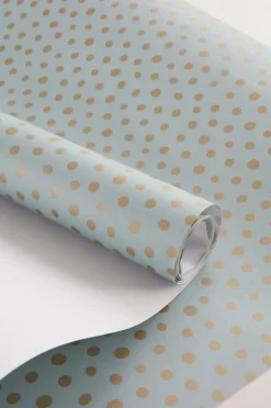 Presentpapper & Snöre|Juldekoration|Jotex DITTE Presentpapper - Längd 10 Meter Mintgrön/guld