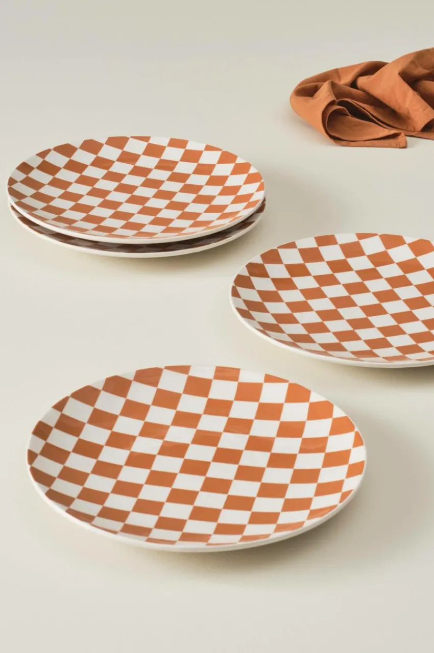 Tallrikar|Jotex ELLA Tallrik 4-pack ø 28,5 Cm Orange/vit
