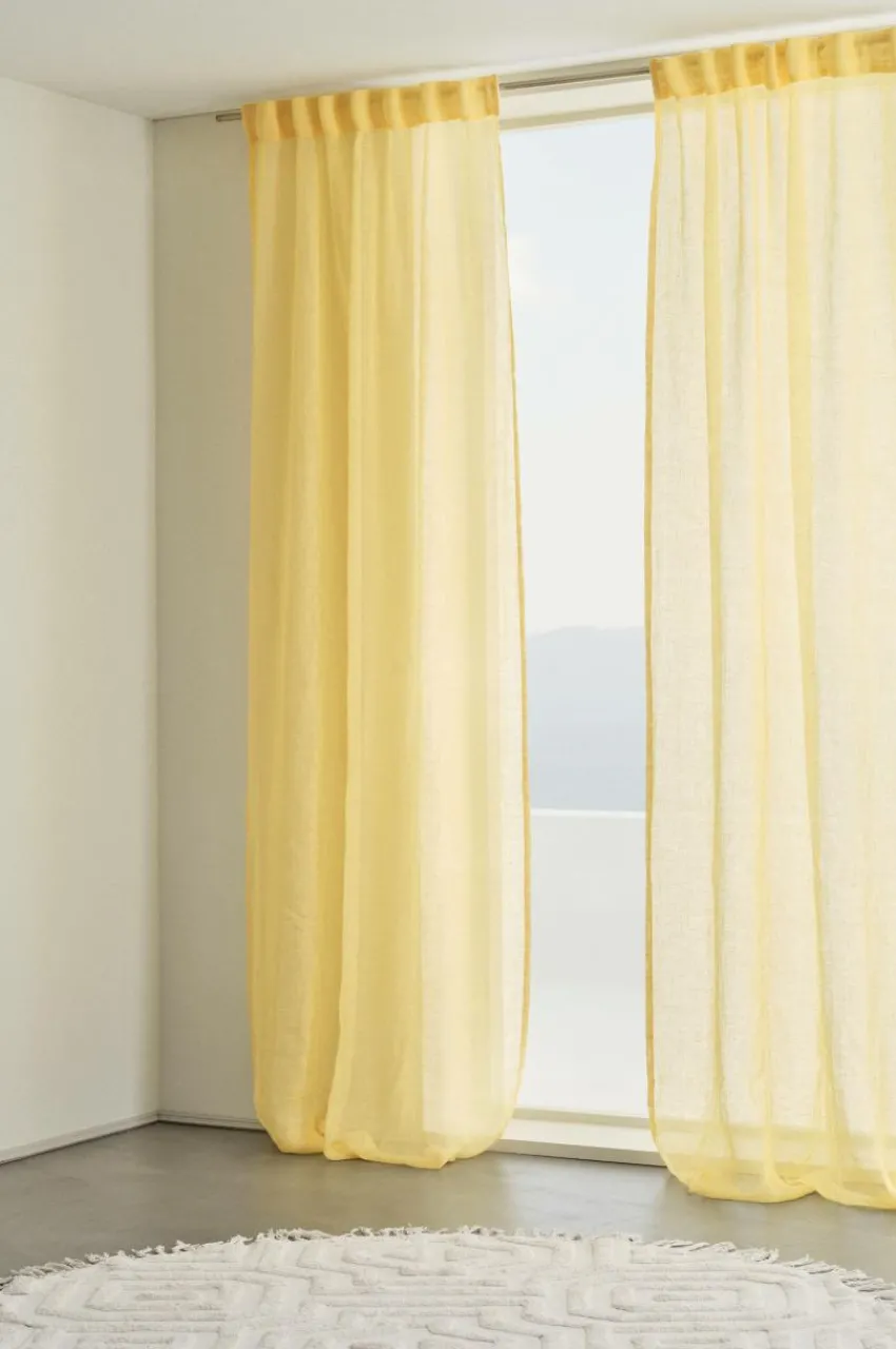 Linnegardiner|Multifunktionsgardiner|Jotex ELLEN Linnegardin 2-pack Gul