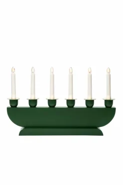Julbelysning|Jotex Elljusstake 6 Lj Trä 25,7cm Grön