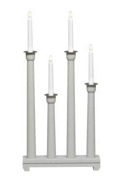 Julbelysning|Jotex Elljusstake 4 Ljus Trä 59cm Grå