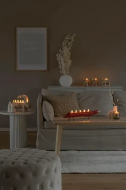 Julbelysning|Jotex Elljusstake 5 Ljus Trä, Räv 12,8cm Röd