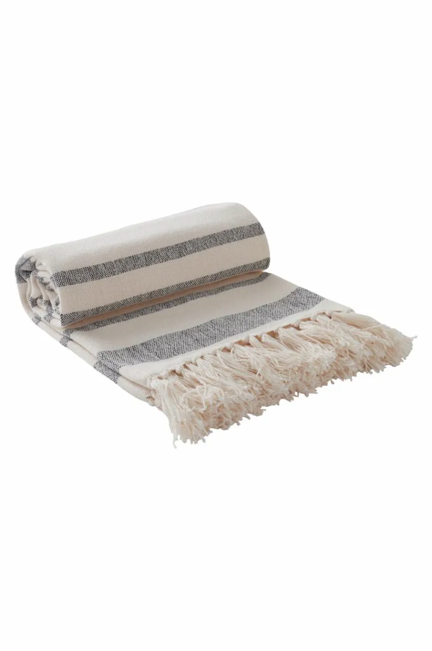 Plädar & Filtar|Jotex ELLY Pläd Naturvit /svart