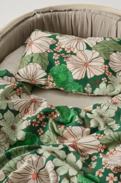Barnsängkläder|Jotex FIORI BABY Påslakanset Vagn/vagga Grön/multi
