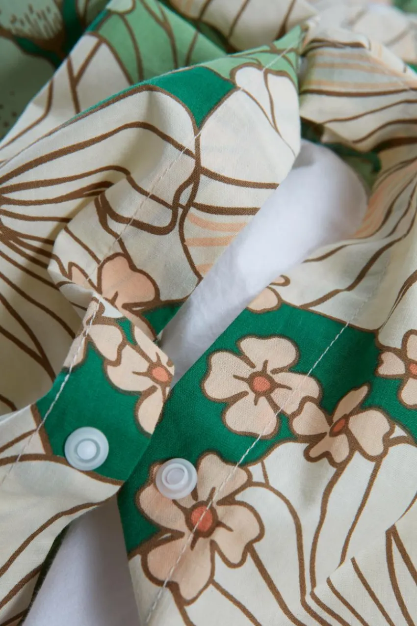 Påslakanset|Jotex FIORI Påslakanset Dubbelsäng Grön/multi
