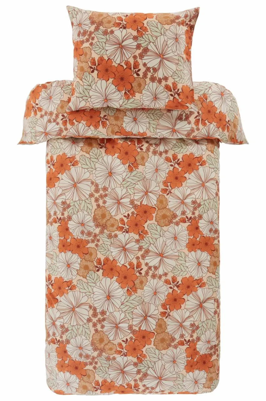 Påslakanset|Jotex FIORI Påslakanset Enkelsäng Orange/multi