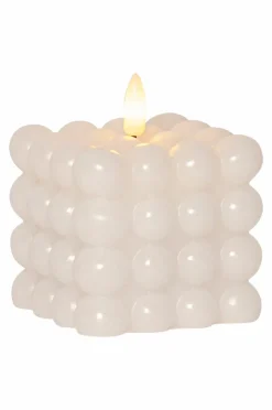 Ljus|Jotex FLAMME DOT Blockljus LED 9,5 Cm Vit