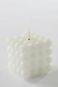 Ljus|Jotex FLAMME DOT Blockljus LED 9,5 Cm Vit